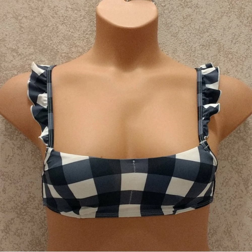 Atmosphere Gingham Bikini Top in Black and White